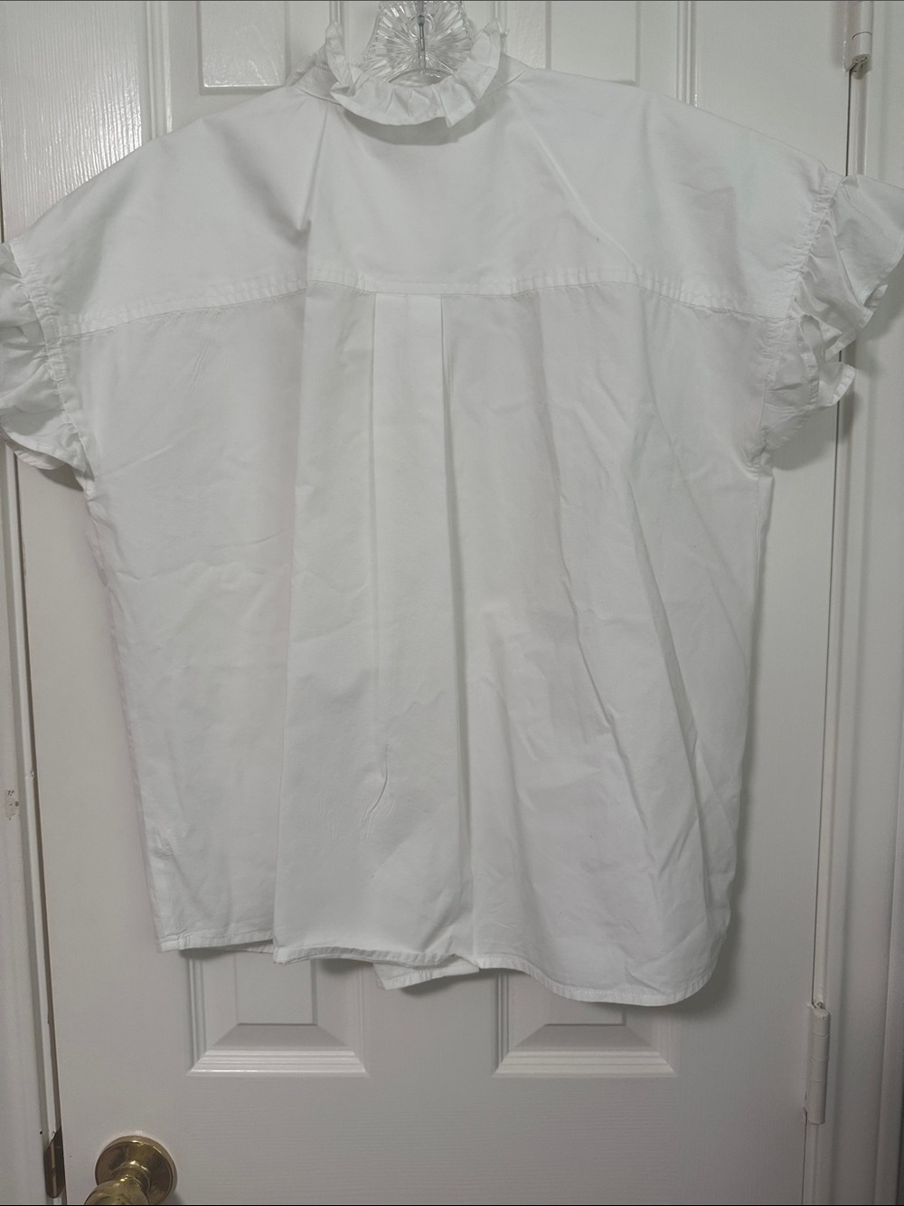 Free People White Ruffle-Front Button Blouse - Picture 5 of 6